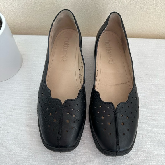 Hotter Zoe Black Soft Leather Wedge Loafers Woman’s EU39 US8 - Picture 2 of 13